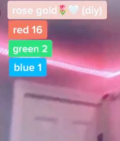 the text reads rose gold diy red 16 green 2 blue 1 and it appears to be pink