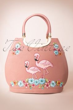 Mode Rose, Pink Handbags, Vintage Purses, Pink Flamingo, 1950s Fashion