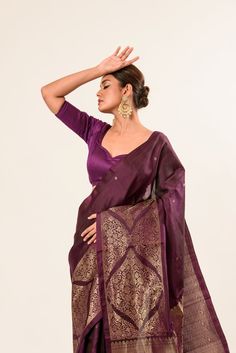 Discover the timeless elegance of our Dark Wine Handwoven Banarasi Silk Saree. Perfect for women who love traditional yet sophisticated attire. Elegant Festive Blouse With Zari Work, Elegant Festive Blouse Piece With Zari Work, Elegant Cotton Silk Blouse Piece For Transitional Season, Elegant Transitional Blouse Piece With Zari Work, Elegant Cotton Silk Blouse Piece For Festive Season, Elegant Festive Cotton Silk Blouse Piece, Elegant Silk Blouse Piece For Transitional Season, Elegant Cotton Silk Blouse Piece For Festivals, Elegant Raw Silk Blouse Piece With Traditional Drape