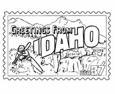 a stamp with the words greetings from idaho