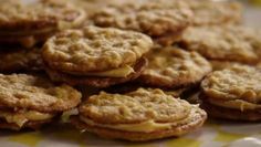 some cookies are stacked on top of each other and ready to be eaten or eaten