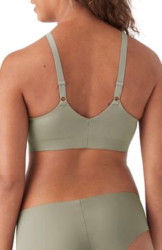 This V-neck bralette smoothes and supports without wires in the brand's signature fabric that's finished with a bonded band that lays flat. V-neck Adjustable straps 92% nylon, 8% elastane Hand wash, line dry Imported Stretch V-neck Bra With Adjustable Straps, Micro-elastic Underwire Bra With Seamless Construction, Seamless Stretch V-neck Nursing Bra, Stretch Nursing Bra With Removable Pads And Wide Straps, Stretch Seamless Underwire Nursing Bra, Seamless Stretch Underwire Nursing Bra, Adjustable Straps No-show Sports Bra, Adjustable No-show Sports Bra, Stretch V-neck Nursing Bra With Medium Bust Support