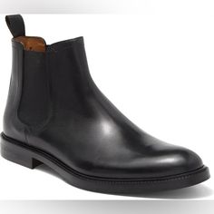 A Classic Pair Of Chelsea Boots Crafted From Italian-Leather Features Hand-Burnished Finishes For Refined Style. Plain Toe Leather Upper And Sole Color:Black Size: 45 (If Half Size We Recommend Customers To Go Size Down.) Made In Italy Leather Chelsea Boots With Almond Toe For Office, Office Chelsea Boots With Almond Toe And Leather Sole, Office Leather Chelsea Boots With Almond Toe, Leather Chelsea Boots With Pointed Toe For Office, Pointed Toe Leather Chelsea Boots For Office, Fall Calf Leather Shoes With Removable Insole, Classic Leather Chelsea Boots For Office, Modern Almond Toe Chelsea Boots For Work, Elegant Closed Toe Dress Shoes With Leather Footbed