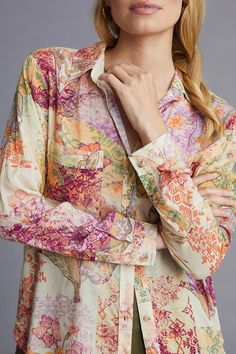 Pilcro The Romy Relaxed Buttondown | Anthropologie Boho Blouses, 50 Fashion, Premium Denim, Effortless Style, Day Dresses, Kimono Top, How To Look Better, Anthropologie