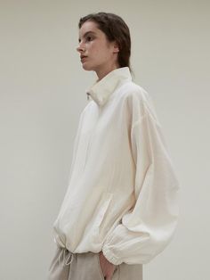 Composition : rayon 86% polyester 11% nylon 3% Color : Light Beige Country of Origin : KOREA Oversized Half-zip Spring Tops, Oversized Half-zip Tops For Spring, Zip Up Jumper, 2025 Spring, W Concept, Spring Style, Casual Coat, Casual Jacket, Light Beige