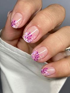 Multicolor  Collar   Plants Color Nails Embellished   Nail,Hand & Foot Care Nail Art In Short Nails, Easy Floral Nail Art, Dip Powder Designs Nail Art Summer, Flower Print Nails, Elegant Flower Nails, Ombre Flower Nails, Nail Art With Flowers, Pink Flower Nail Designs Short, Flower Tip Nails