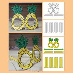 pineapples are cut out and placed on top of each other to make a paper mask