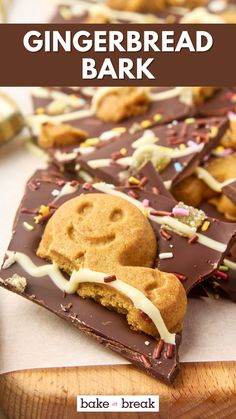 homemade gingerbread bark with chocolate and sprinkles