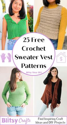 the 25 free crochet sweater vest patterns are great for beginners to knit