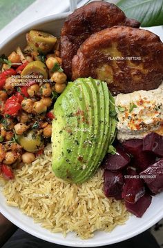 a white plate topped with different types of food