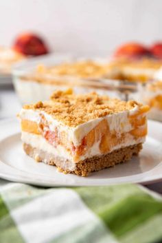 a piece of dessert sitting on top of a white plate