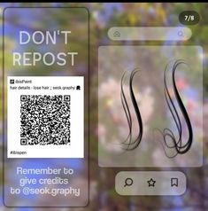 a phone screen with a qr code on it and an image of some hair