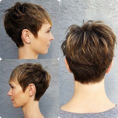 choppy pixie with babylights Cute Pixie Cuts, Oval Face Hairstyles, 2015 Hairstyles, Choppy Hair, Pool Hairstyles, Long Pixie