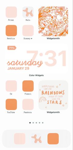 an orange and white poster with the words, colors, and numbers in different languages