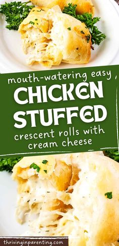 chicken stuffed crescent rolls with cream cheese and parsley