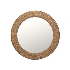 the round mirror is made out of woven material