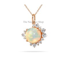 Ethiopian Opal Solitaire Pendant,14K Solid Gold,Dainty Half Halo Diamond Necklace,Prong Set Round Opal Pendant,Wedding Gift for Bride ---------CUSTOM/DUTY-FREE SHIPPING WORLDWIDE, BUYERS DON'T HAVE TO PAY ANY CUSTOM FEES WHILE IMPORTING ------------- Details Made to order Metal : 14k/ 18k Solid Gold ★ Center Stone Ethiopian Opal, Round Size: 8 mm Approx. Weight (Ct): 1.4 ★ Accent Stones Diamond /Moissanite, Round Size: 2.5 mm * 2 Nos, 2.3 mm * 1 Nos, 2 mm * 2Nos, 1.5 mm * 4 Nos, 1.3mm * 4 Nos Approx. Weight (Ct): 0.274 ★❤ Each Pendant is handmade just for you. Since these are handmade there might be a slight difference in the product. ❤ The shape of the stone might differ slightly. ★If you choose to buy the Solid Gold Chain with the pendants, it is adjustable for 14 inches, 16 inches, and Wedding Gift For Bride, Gift For Bride, Wedding Gifts For Bride, Solid Gold Chains, Solitaire Pendant, Opal Pendants, Bride Gifts, Halo Diamond, Ethiopian Opal