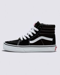 The Legendary High-Top that’s been Changing the Game Since 1978The Sk8-Hi was a game changer as the first high-top skate shoe to break onto the scene. With a padded collar for ankle support and reinforced toe caps, it remains a style like no other. The Sk8-Hi was our second model to showcase the Vans Sidestripe, and its bold design has remained iconic ever since. Legendary high top, Sidestripe™ shoe made for kidsDurable suede and canvas uppersLace-up closureReinforced toe capsSupportive padded collarsSignature rubber waffle outsolesClassic Sk8-Hi® | Vans Kids Sk8-Hi Shoes (Black / True White) - 1.0 Kids Sk8 Hi Vans, Vans Store, Vans Kids, Skate Shoe, 5 Kids, Ankle Support, Sk8 Hi, Side Stripe, Bold Design