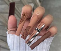 Acrylic Nails Chrome, Acrylic Nails Nude, Long Square Nails, Long Acrylic Nail Designs, Square Nail Designs, Sweater Nails, Fall Acrylic Nails, Unique Acrylic Nails, Long Square Acrylic Nails