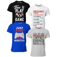 Boys 4-Pack Short Sleeve Crew Neck T-Shirt with Chest Print | Gaming, Play, Video Gamer Prints for Sizes 6-20 Size: S.  Color: Multicolor.  Gender: male.  Age Group: kids. Video Game Print, Video Gamer, Kids Clothes Boys, Boys Shirts, Boy Shorts, Boy's Clothing, Neck T Shirt, Brooklyn, Age Group