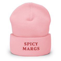 Spicy Margs Cuffed Beanie Spicy Margarita Hat Chilli Tequila Cocktail Gifts Spicy Tequila Gift Picante Lover Winter Cocktails Comfy Beanie - Etsy Barbados Text Drawing, Joy Baby, Jumping For Joy, Embroidered Hats, Riding Outfit, Carrier Bag, Skull Cap, Unisex Style