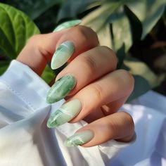 19 Exquisite Jade Nail Designs Inspired by the Stone of Harmony Jade Nails Acrylic, Jade Nails Designs, Jade Green Nails Acrylic, Jade Green Nails, Jade Aesthetic, Peace Nails, Ballerina Nails Short, Ballerina Nails Designs, Sophisticated Manicure