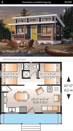 the floor plan for a small cabin home