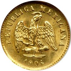 a gold coin with an eagle on it