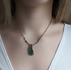 Earthy Necklace, Green Onyx Stone, Horseshoe Necklace, Rustic Jewelry, Necklace Unique, Unique Necklace, Necklace Gemstone, Copper Necklace, Green Onyx