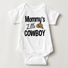 Mommy's Little Cowboy Baby One-Piece Bodysuit Shirt Outfit; gift for baby boy or toddler. First Birthday Fitted Bodysuit With Letter Print, Fitted Bodysuit With Name Print For First Birthday, First Birthday Bodysuit With Letter Print, Fitted White Short Sleeve Bodysuit For Playtime, White Fitted Short Sleeve Bodysuit For Playtime, Fitted White Short Sleeve Bodysuit With Letter Print, White Family Matching Bodysuit For Playtime, Fitted White Onesie For First Birthday, White Fitted Onesie For First Birthday