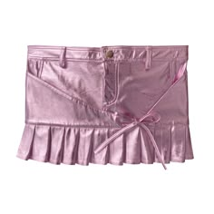 Pink Mini Skirt Pink Metallic Skirt, Pink Miniskirt, Lirika Matoshi, Random Outfits, Png Clothes, Pink Mini Skirt, Faux Leather Mini Skirt, Metallic Skirt, Handle With Care