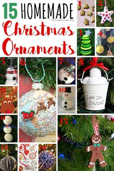 homemade christmas ornaments are featured in this collage