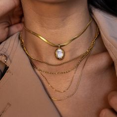 18K Gold-Plated Stainless Steel Nickel-Free Lead-Free Hypoallergenic Lobster Clasp 4 layer necklace in one piece 2" Extender Water Resistant Layer Chain Necklace, Layer Chain, Layered Chain Necklace, Sunglass Chain, Layer Necklace, Jumpsuit Online, Layered Chains, Exclusive Gift, Pearl Gemstone