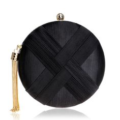 Looking for a special bag to accessorize your cocktail dress? This gorgeous Luxury Vintage Chic Round Clutch Bag will beautifully dress up your outfit with a chic and sophisticated touch ~We love the little plus, the original draped design, the golden tassel and the round shape of the bag make this gorgeous vintage chic clutch bag a unique and must-have accessory for any celebrations, weddings or parties. Available in Gold, Silver, Black or Green colours. Just pick your style!~ Style: Boho Chic Small Black Bag, Blue Bride, Clutch Bag Wedding, Party Handbags, Wedding Purse, Wedding Clutch, Party Purse, Evening Handbag, Tassel Bag