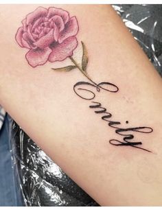 a rose with the word love written in cursive writing and a single flower