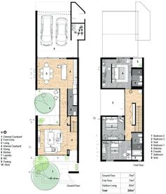 the floor plan for an apartment with two levels