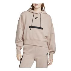 (WMNS) Nike Sportswear Tech Fleece Pullover Hoodie 'Light Brown' DR4974-601 Tech Nike, Hoodies Nike, Nike Tech Fleece Hoodie, Airplane Outfits, Fashion Travel Outfit, Tech Fleece Hoodie, Nike Sportswear Tech Fleece, Crop Pullover, Nike Tech Fleece