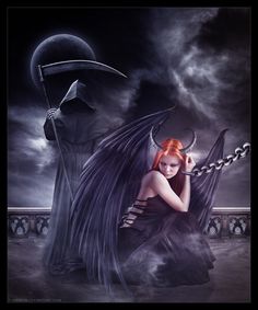 Grim Reaper Art, Dark Art Drawings, Demon Art, Angel Pictures