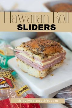 the hawaiian roll sliders are made with ham, cheese and black pepper on top