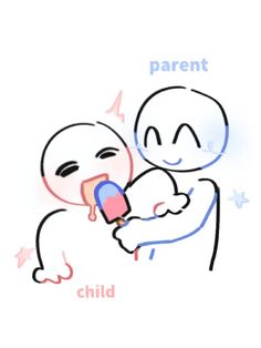 a drawing of a child holding an adult with the words parent and child on it