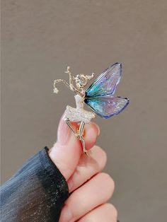 42826815701128 Crystal Brooch Pins As Gift, Crystal Brooch Pins For Gifts, Elegant Handmade Butterfly Brooches, Luxury Butterfly Brooch Jewelry, Elegant Blue Butterfly Brooches, Elegant Butterfly Brooches For Collectors, Gold Flower-shaped Brooches With Rhinestones, Double Ring, Butterfly Brooch