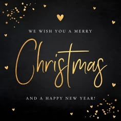 we wish you a merry christmas and a happy new year card with gold foil confetti