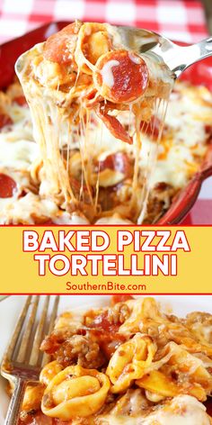 baked pizza tortellini is an easy and delicious dinner recipe that's ready in less than 30 minutes