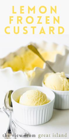 lemon frozen custard in small white bowls