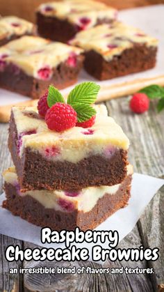 Treat yourself to Raspberry Cheesecake Brownies, featuring a rich chocolate base layered with creamy cheesecake and tart raspberries.