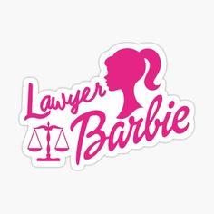 a sticker with the words, law and justice in pink on a white background