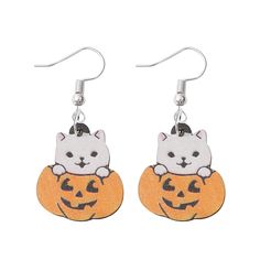 PRICES MAY VARY. ✲【ADORABLE HALLOWEEN EARRINGS】 This collection of earrings is made of wood and printed on both sides with cute Halloween elements: ghosts, pumpkins, bats, etc., full of festive atmosphere and joy. Perfect earrings for Halloween! ✲【GREAT QUALITY】 Made of high quality alloy and wood, these earrings are nickel free, hypoallergenic. They are not easy to be deformed and fade, you can wear them for a long time without worrying about the quality. ✲【SIZE AND WEIGHT】 4.7cm*2.2cm/1.9"*0.9 Layered Earrings, Bat Pumpkin, Earrings Wooden, Cute Bat, Pumpkin Ghost, Halloween Cute, Pumpkin Earrings, Women Halloween, Halloween Theme