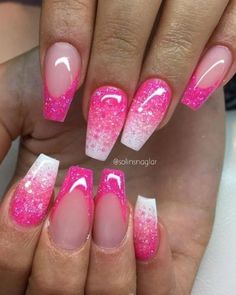 Sns Designs, Ombre Nails With Glitter, Trip Nails, Pink And White Ombre, Dip Ideas, Pink And White Nails, Red Ombre Nails, Pink White Nails, Sophisticated Nails