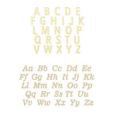 the upper and lower letters are in gold foil