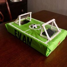 a cake made to look like a soccer goal